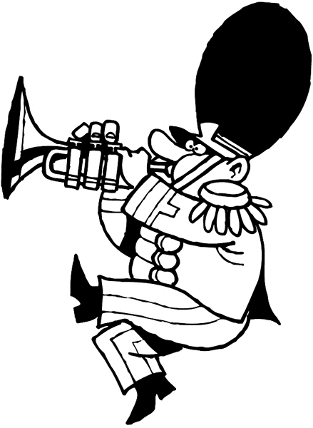 Marching band bugle player vinyl sticker. Customize on line. Music 061-0408